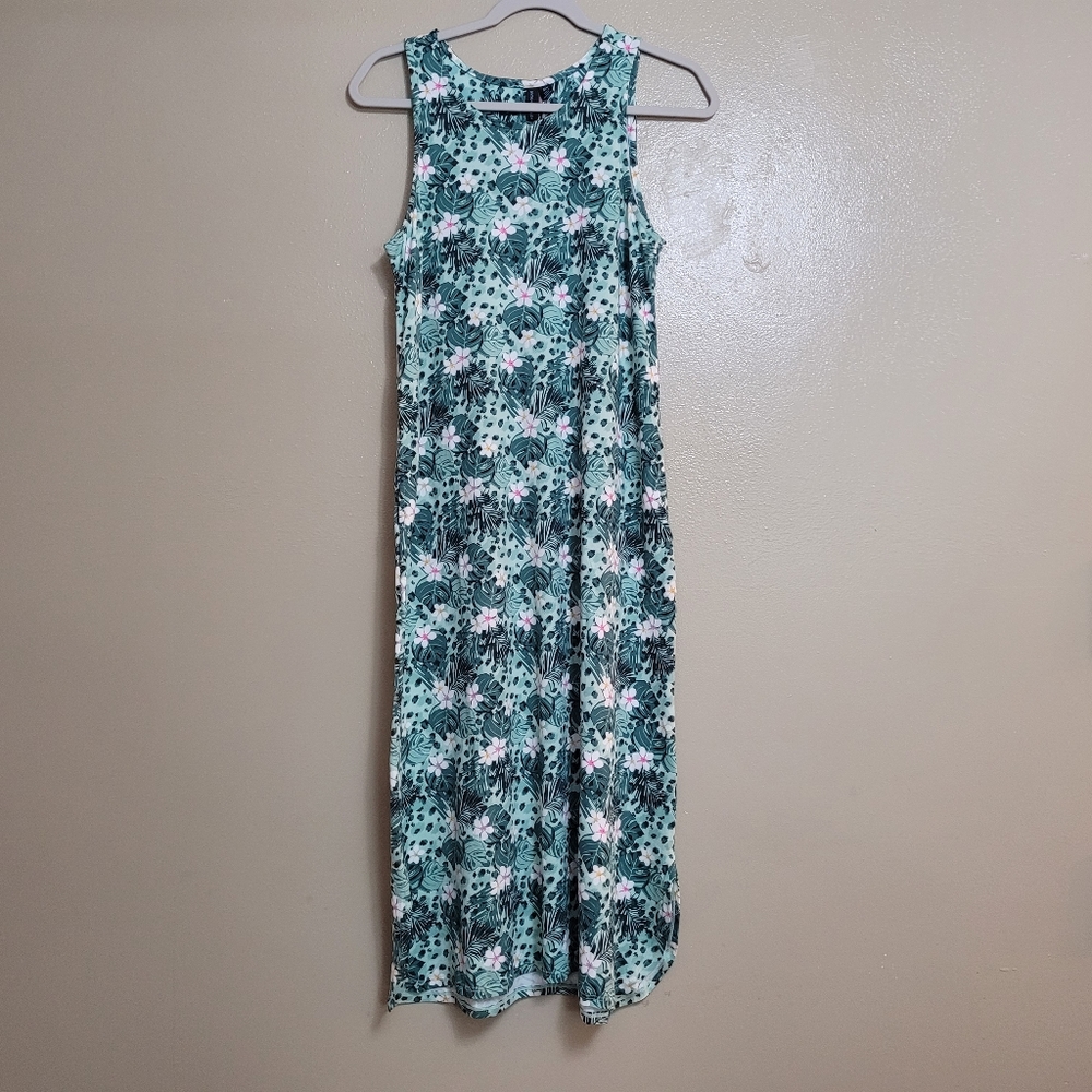 Cynthia Rowley Summer Jersey Floral Tank Dress Size M Sleeveless Pockets